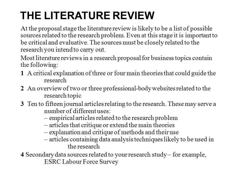 literature review should contain